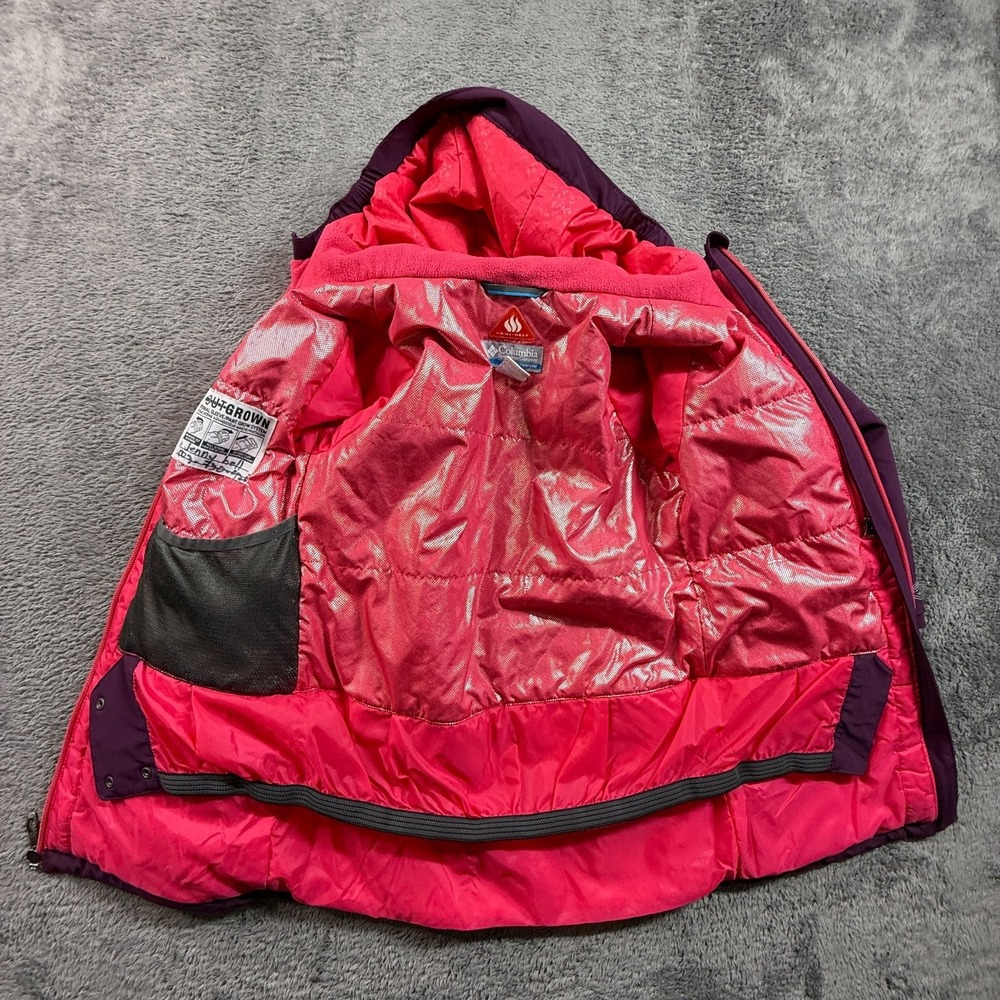 Columbia Titanium Girls M Purple Hooded Ski Rain Jacket Lined Insulated Omni - Picture 3 of 10